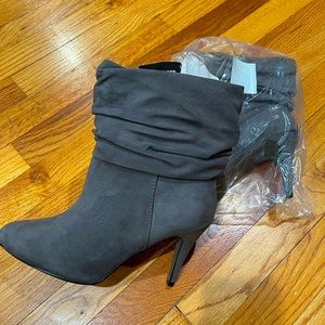 Express Slouchy Suede Heeled Bootie